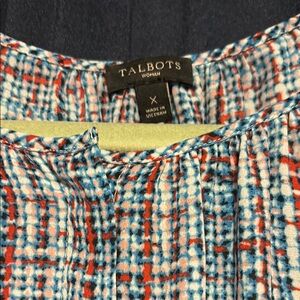 Talbots Red and Blue Textured Blouse